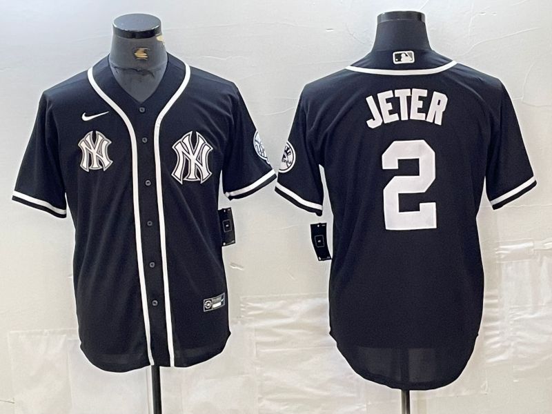 Men New York Yankees 2 Jeter Black Second generation joint name Nike 2024 MLB Jersey style 2